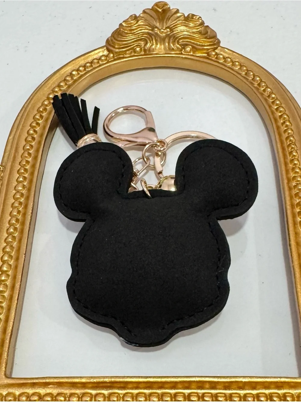 New Black Crystal Mouse-Face Keychain  with Tassel